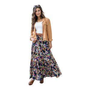 NWT Grace & Lace Wild Fields Autumn Floral Maxi Skirt Size XS